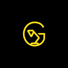 G initials unique logo desk lamp yellow