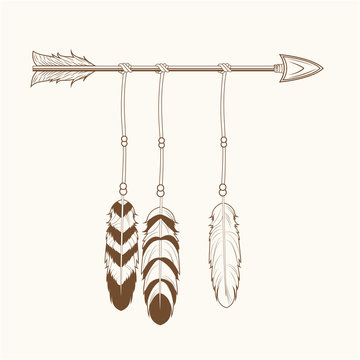 free spirit arrow feathers tribal vector illustration eps 10