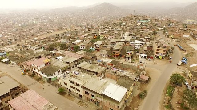 Aerial of Slums in Lima in Peru, South America