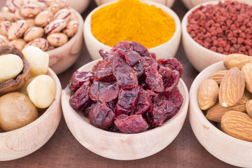 Dried cranberries compared to other foods.