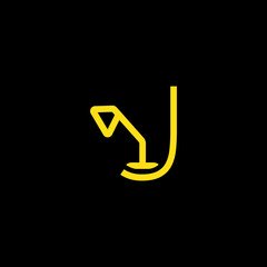 J initials unique logo desk lamp yellow