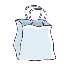 White blank paper shopping bag template isolated.