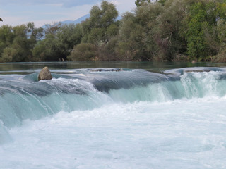 Manavgat Waterfall on the Manavgat River is near the city of Side, Turkey