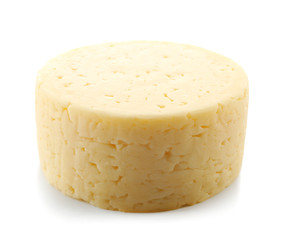 Tasty cheese on white background