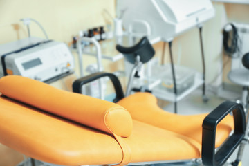 Gynecological room with chair and equipment
