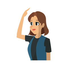 young woman cartoon icon over white background. colorful design. vector illustration