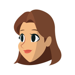 young woman face cartoon icon over white background. colorful design. vector illustration
