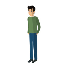 young man wearing casual clothes cartoon icon over white background. colorful design. vector illustration