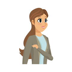 young woman cartoon icon over white background. colorful design. vector illustration