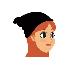 young woman face cartoon icon over white background. colorful design. vector illustration