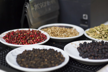 Various Spices in plates 