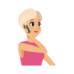 young woman cartoon icon over white background. colorful design. vector illustration