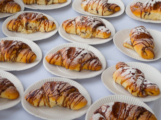 Croissants on table