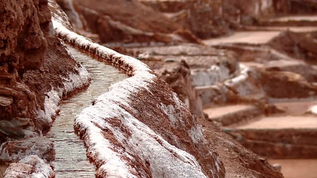  salt mining in Maras, Peru. Near Cusco in the Andes. South america