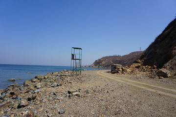 Спасатель на пляже. Владивосток.Приморский край. Россия.