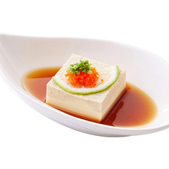 Sweet tofu with fish eggs and sauce