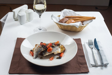 Grilled fish with roasted potatoes