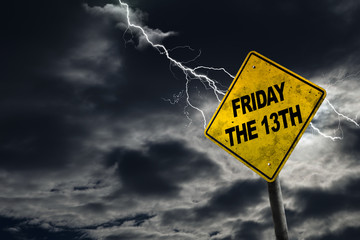 Friday the 13th Sign With Stormy Background - obrazy, fototapety, plakaty