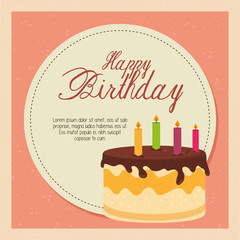 happy birthday cake card vector illustration design