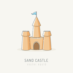 Sand castle vector illustration in scribble style with pastel colors