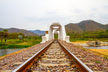 Tha Chomphu Railway Bridge in Lamphun Province Northern Thailand. It's a famous landmark in Lamphun...
