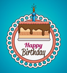 happy birthday cake card vector illustration design