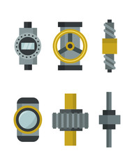 Part of machinery manufacturing work detail gear mechanical equipment industry vector illustration.