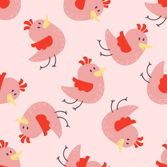 Cute birds seamless pattern vector illustration cartoon colorful