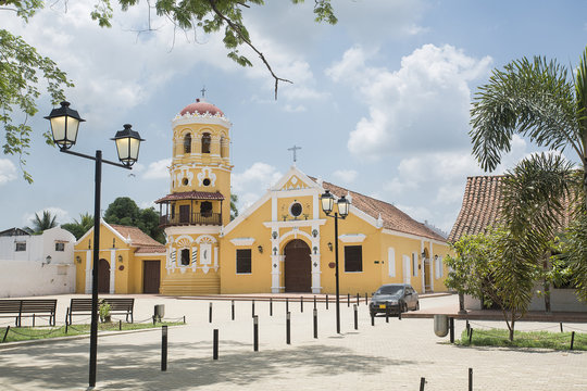 Santa Cruz de Mompox, Bol&iacute;var / Colombia - March 19, 2017. Beautiful church of Santa B&aacute;rbara