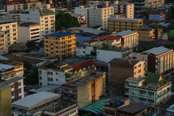 Fototapeta premium Untidy town on the evening poor light , Bangkok Thailand
