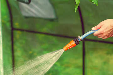 Working watering garden from hose