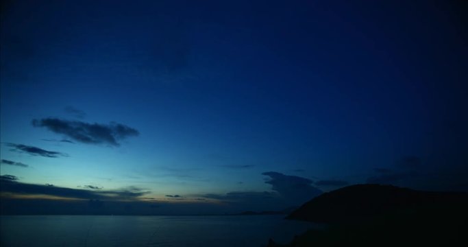 Sunset time lapse of Ao Pa Ka Rang Beach in Koh Samet Island.