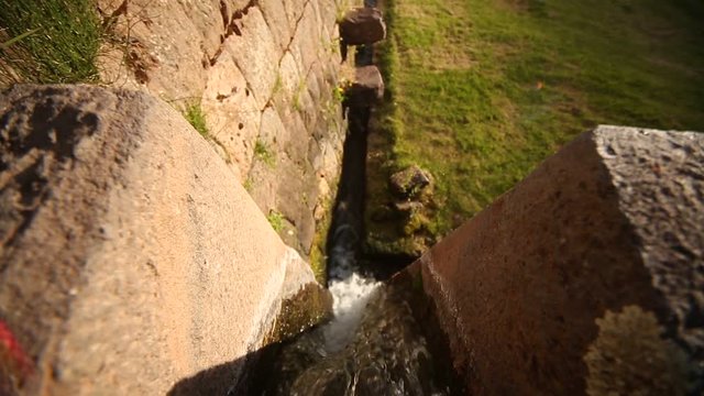 water channel in Tip�n (Inca ruins). Cusco, Andes in Peru, South America. HD video footage 