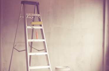 Close up aluminium ladder for a higher jobs for technician, mechanic, artisan, engineer, craftsman...