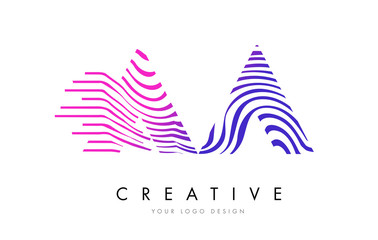 AA A Zebra Lines Letter Logo Design with Magenta Colors
