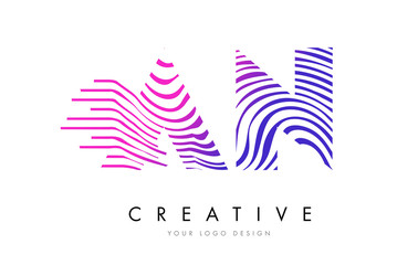 Obraz premium AN A N Zebra Lines Letter Logo Design with Magenta Colors