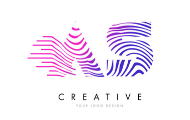 AS A S Zebra Lines Letter Logo Design with Magenta Colors