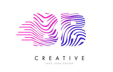 BB B B Zebra Lines Letter Logo Design with Magenta Colors