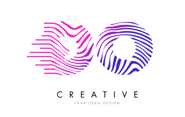 DO D O Zebra Lines Letter Logo Design with Magenta Colors