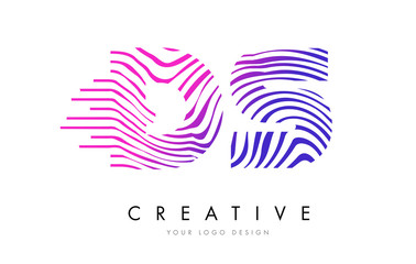 DS D S Zebra Lines Letter Logo Design with Magenta Colors