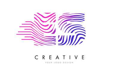 ES E S Zebra Lines Letter Logo Design with Magenta Colors