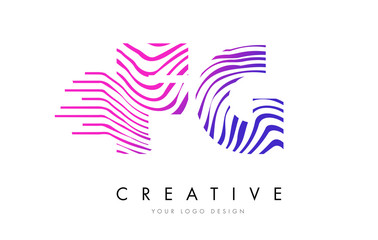 FG F G Zebra Lines Letter Logo Design with Magenta Colors