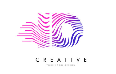 ID I D Zebra Lines Letter Logo Design with Magenta Colors