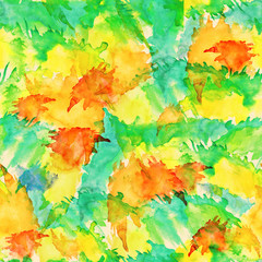 Obraz na płótnie Canvas Seamless watercolor vintage pattern, background. abstract natural vision paints, ink, watercolor. Red, orange, yellow, green. For decoration and design. Splash, bright streaks of paint. 