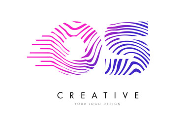 OS O S Zebra Lines Letter Logo Design with Magenta Colors