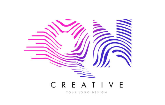 QN Q N Zebra Lines Letter Logo Design with Magenta Colors