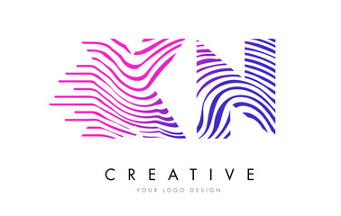 Fototapeta premium XN X N Zebra Lines Letter Logo Design with Magenta Colors