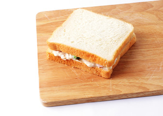 Home made sandwich tuna on white background