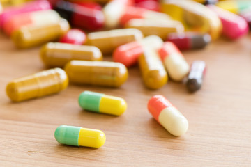 Colorful capsule pills medicine