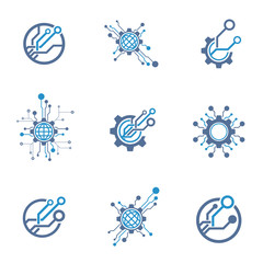 Set of circuit tech elements. Electronics icon.